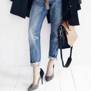 Madewell “Maddie” Heel in speckle print hair calf